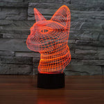 Lampada da scrivania con lampada stereo visiva creativa a 7 colori, luce notturna, Side Face Cat Style