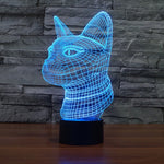 Lampada da scrivania con lampada stereo visiva creativa a 7 colori, luce notturna, Side Face Cat Style