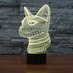 Lampada da scrivania con lampada stereo visiva creativa a 7 colori, luce notturna, Side Face Cat Style