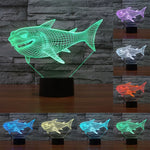 Lampada da scrivania con lampada stereo visiva creativa a 7 colori, luce notturna, Side Face Shark Style