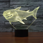 Lampada da scrivania con lampada stereo visiva creativa a 7 colori, luce notturna, Side Face Shark Style