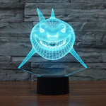 Lampada da scrivania con lampada stereo visiva creativa a 7 colori, luce notturna, Positive Face Shark Style