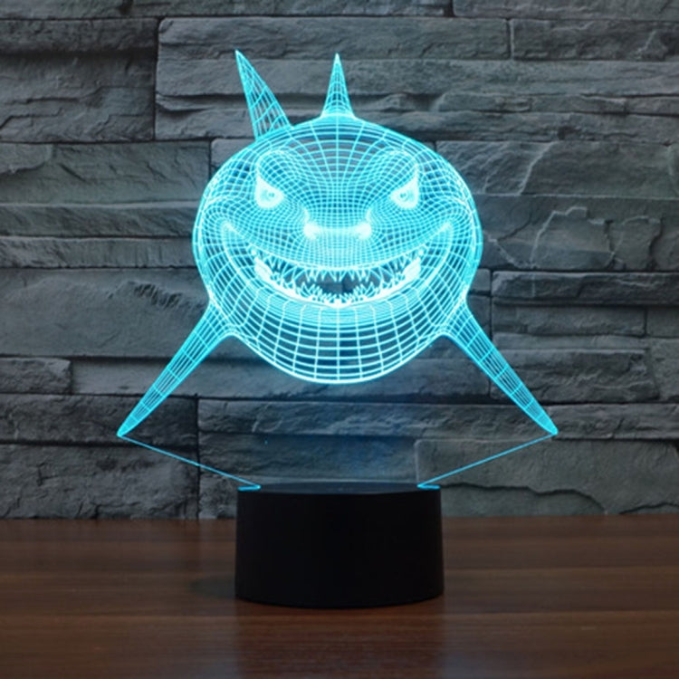 Lampada da scrivania con lampada stereo visiva creativa a 7 colori, luce notturna, Positive Face Shark Style