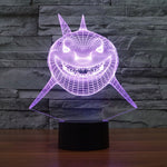 Lampada da scrivania con lampada stereo visiva creativa a 7 colori, luce notturna, Positive Face Shark Style