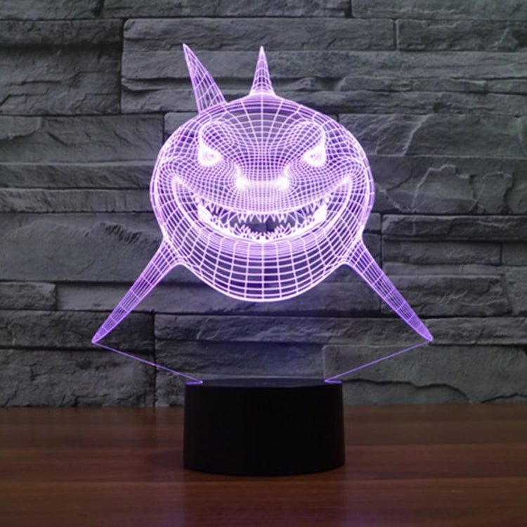 Lampada da scrivania con lampada stereo visiva creativa a 7 colori, luce notturna, Positive Face Shark Style