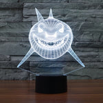 Lampada da scrivania con lampada stereo visiva creativa a 7 colori, luce notturna, Positive Face Shark Style