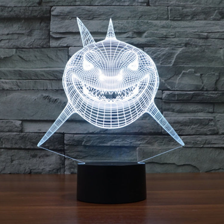 Lampada da scrivania con lampada stereo visiva creativa a 7 colori, luce notturna, Positive Face Shark Style