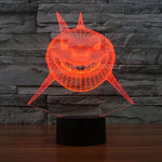 Lampada da scrivania con lampada stereo visiva creativa a 7 colori, luce notturna, Positive Face Shark Style