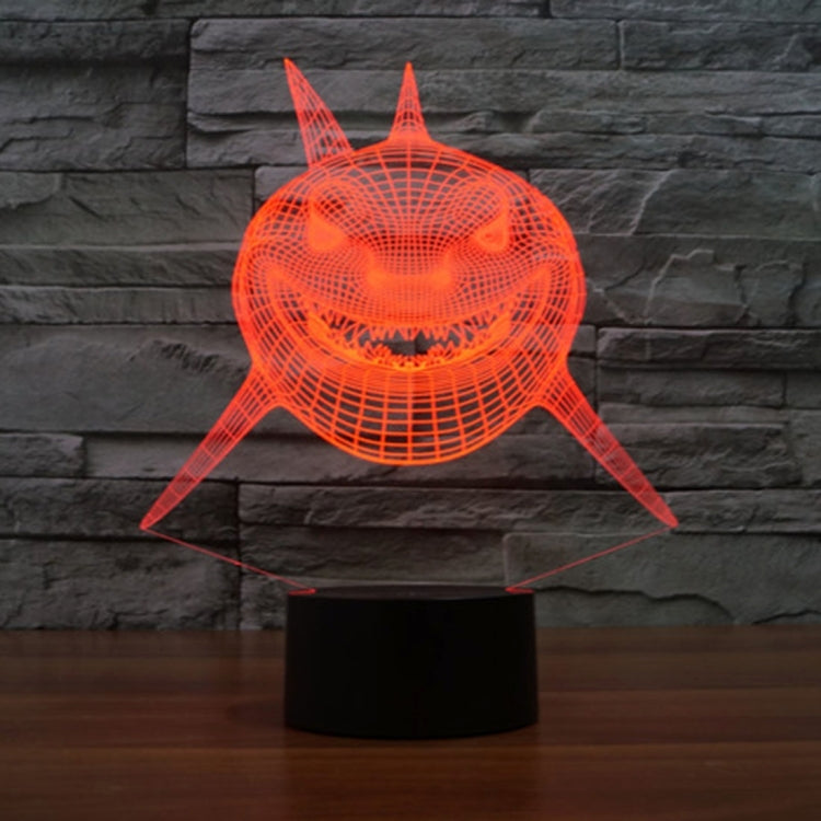 Lampada da scrivania con lampada stereo visiva creativa a 7 colori, luce notturna, Positive Face Shark Style