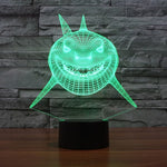 Lampada da scrivania con lampada stereo visiva creativa a 7 colori, luce notturna, Positive Face Shark Style