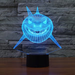 Lampada da scrivania con lampada stereo visiva creativa a 7 colori, luce notturna, Positive Face Shark Style