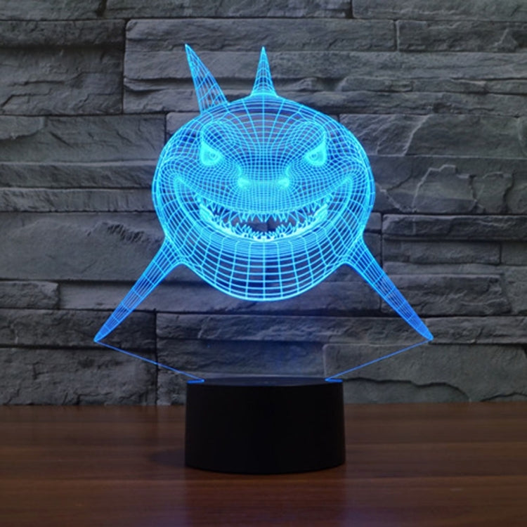 Lampada da scrivania con lampada stereo visiva creativa a 7 colori, luce notturna, Positive Face Shark Style