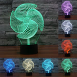 Lampada da scrivania con lampada stereo visiva creativa a 7 colori, luce notturna, Big Pinwheel Style