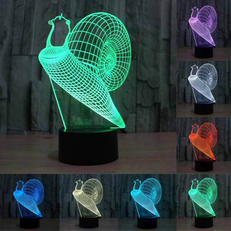 Lampada da scrivania con lampada stereo visiva creativa a 7 colori, luce notturna, Snail Style