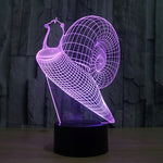 Lampada da scrivania con lampada stereo visiva creativa a 7 colori, luce notturna, Snail Style