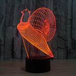 Lampada da scrivania con lampada stereo visiva creativa a 7 colori, luce notturna, Snail Style