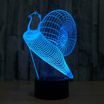 Lampada da scrivania con lampada stereo visiva creativa a 7 colori, luce notturna, Snail Style