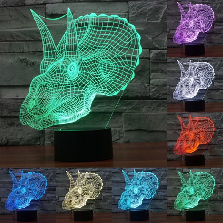 Lampada da scrivania con lampada stereo visiva creativa a 7 colori, luce notturna, Dinosaur Style