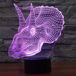 Lampada da scrivania con lampada stereo visiva creativa a 7 colori, luce notturna, Dinosaur Style