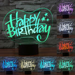 Lampada da scrivania con lampada stereo visiva creativa a 7 colori, luce notturna, Happy Birthday Style