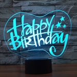 Lampada da scrivania con lampada stereo visiva creativa a 7 colori, luce notturna, Happy Birthday Style