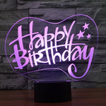 Lampada da scrivania con lampada stereo visiva creativa a 7 colori, luce notturna, Happy Birthday Style