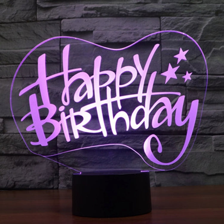 Lampada da scrivania con lampada stereo visiva creativa a 7 colori, luce notturna, Happy Birthday Style