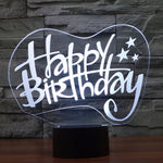 Lampada da scrivania con lampada stereo visiva creativa a 7 colori, luce notturna, Happy Birthday Style