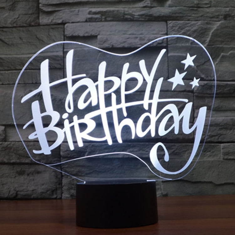 Lampada da scrivania con lampada stereo visiva creativa a 7 colori, luce notturna, Happy Birthday Style