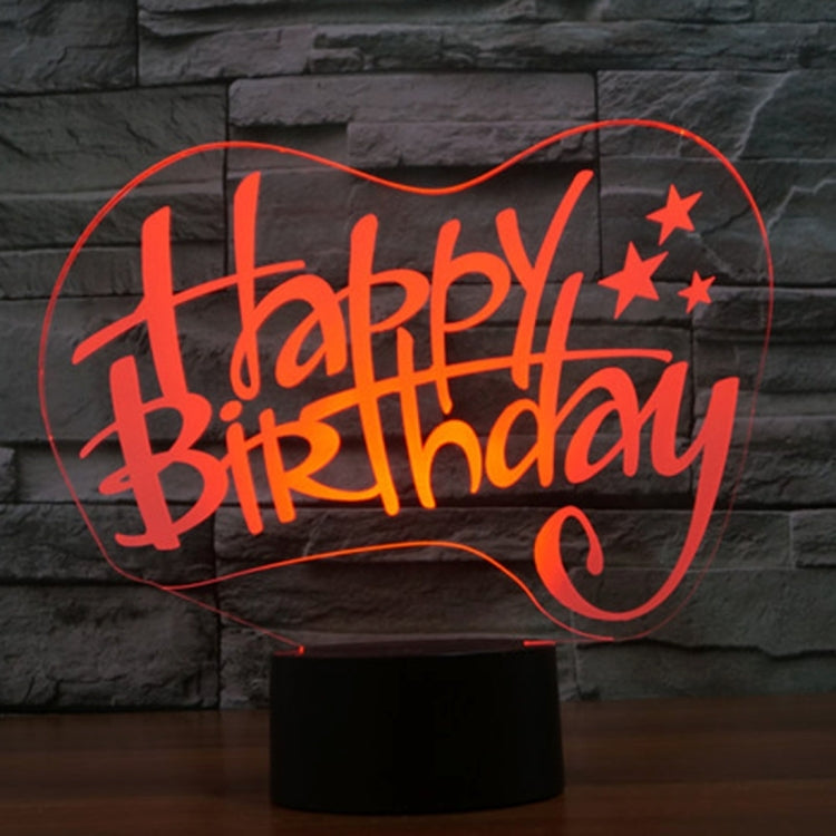 Lampada da scrivania con lampada stereo visiva creativa a 7 colori, luce notturna, Happy Birthday Style