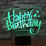 Lampada da scrivania con lampada stereo visiva creativa a 7 colori, luce notturna, Happy Birthday Style