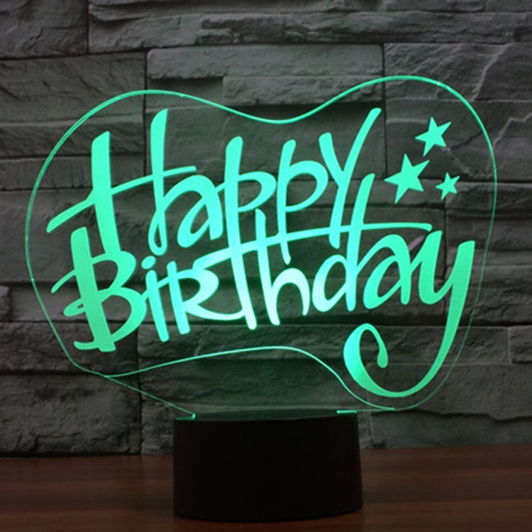 Lampada da scrivania con lampada stereo visiva creativa a 7 colori, luce notturna, Happy Birthday Style