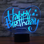 Lampada da scrivania con lampada stereo visiva creativa a 7 colori, luce notturna, Happy Birthday Style