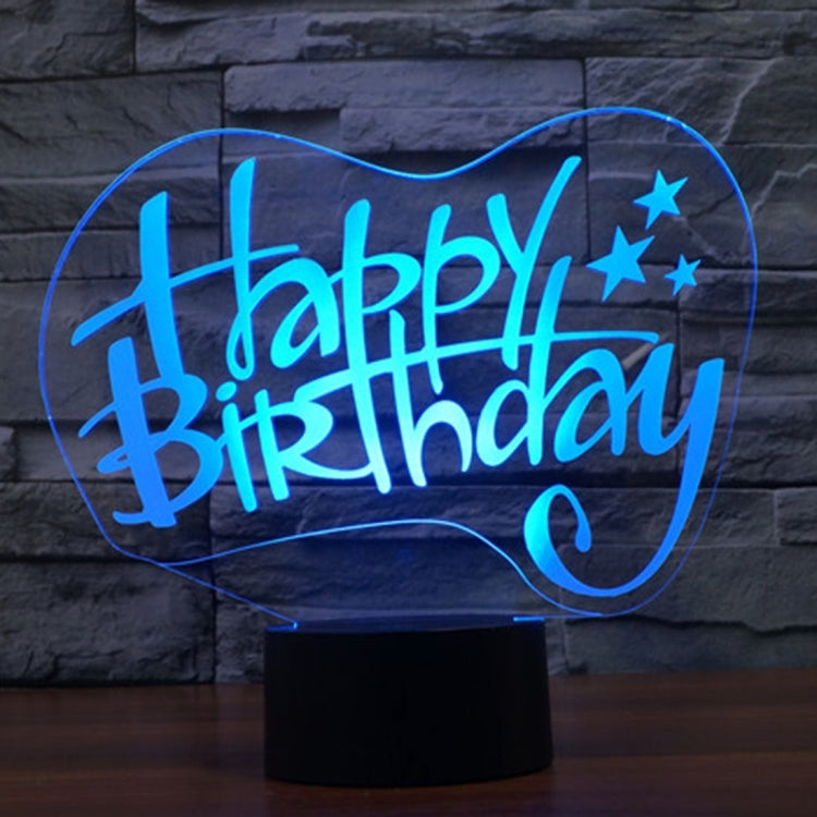 Lampada da scrivania con lampada stereo visiva creativa a 7 colori, luce notturna, Happy Birthday Style