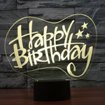 Lampada da scrivania con lampada stereo visiva creativa a 7 colori, luce notturna, Happy Birthday Style