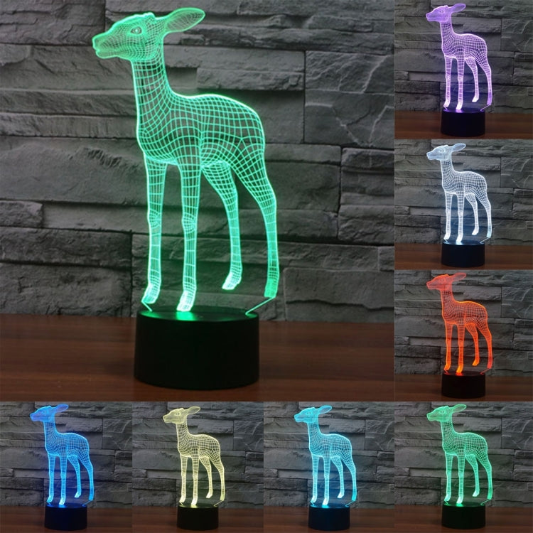 Lampada da scrivania con lampada stereo visiva creativa a 7 colori, luce notturna, Deer Style
