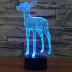 Lampada da scrivania con lampada stereo visiva creativa a 7 colori, luce notturna, Deer Style