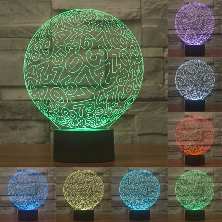 Lampada da scrivania con lampada stereo visiva creativa a 7 colori, luce notturna, Numbers Style