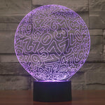 Lampada da scrivania con lampada stereo visiva creativa a 7 colori, luce notturna, Numbers Style