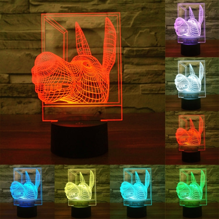 Lampada da scrivania con lampada stereo visiva creativa a 7 colori, luce notturna, Donkey Shape