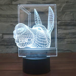 Lampada da scrivania con lampada stereo visiva creativa a 7 colori, luce notturna, Donkey Shape
