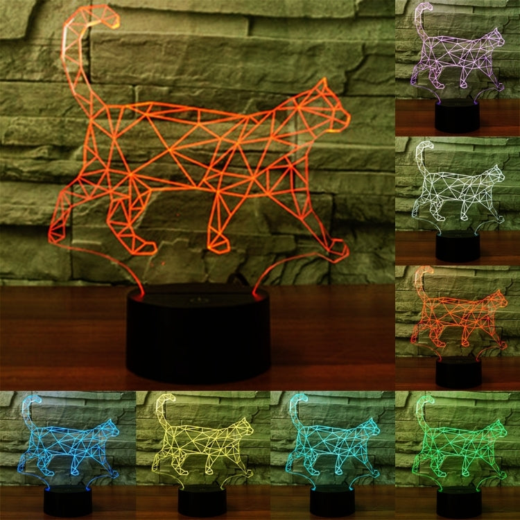 Lampada da scrivania con lampada stereo visiva creativa a 7 colori, luce notturna, Walking Cat Shape