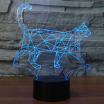 Lampada da scrivania con lampada stereo visiva creativa a 7 colori, luce notturna, Walking Cat Shape
