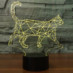 Lampada da scrivania con lampada stereo visiva creativa a 7 colori, luce notturna, Walking Cat Shape