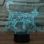 Lampada da scrivania con lampada stereo visiva creativa a 7 colori, luce notturna, Walking Cat Shape
