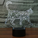 Lampada da scrivania con lampada stereo visiva creativa a 7 colori, luce notturna, Walking Cat Shape