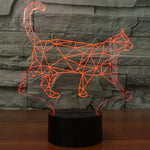 Lampada da scrivania con lampada stereo visiva creativa a 7 colori, luce notturna, Walking Cat Shape
