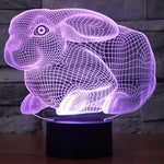 Lampada da scrivania con lampada stereo visiva creativa a 7 colori, luce notturna, Rabbit Shape