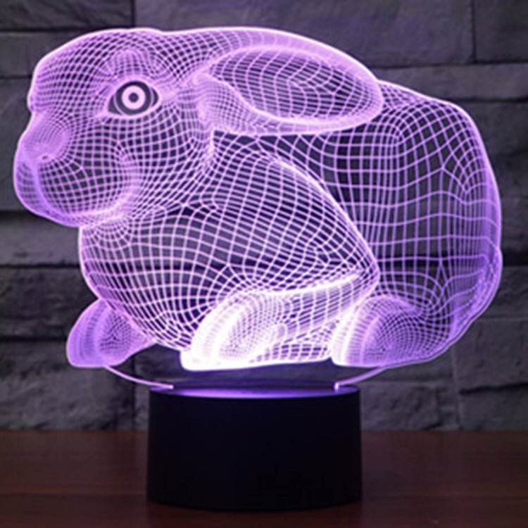 Lampada da scrivania con lampada stereo visiva creativa a 7 colori, luce notturna, Rabbit Shape