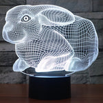 Lampada da scrivania con lampada stereo visiva creativa a 7 colori, luce notturna, Rabbit Shape
